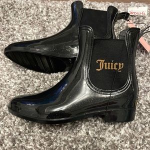 🆕 NWT Juicy Couture Black Glitter Ankle Rainboots